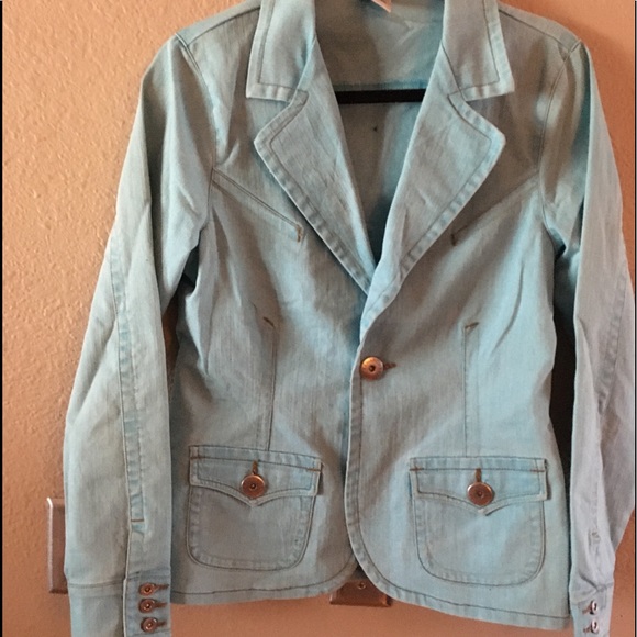 ECU Seafoam Blue or Turquoise Fitted Denim Jacket. - Picture 2 of 8
